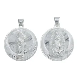 Dije Medalla San Judas Tadeo y Virgen de Guadalupe Plata .925 Doble Vista - Imagen 1