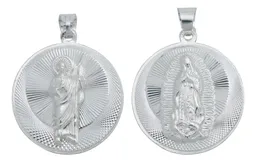 Dije Medalla San Judas Tadeo y Virgen de Guadalupe Plata .925 Doble Vista - Imagen 1