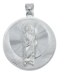 Dije Medalla San Judas Tadeo y Virgen de Guadalupe Plata .925 Doble Vista - Imagen 2