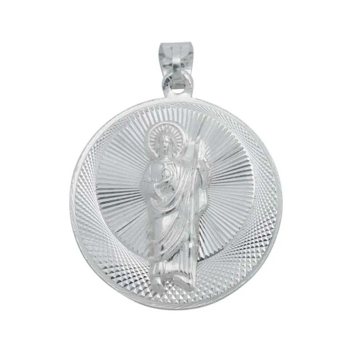 Dije Medalla San Judas Tadeo y Virgen de Guadalupe Plata .925 Doble Vista - Imagen 2