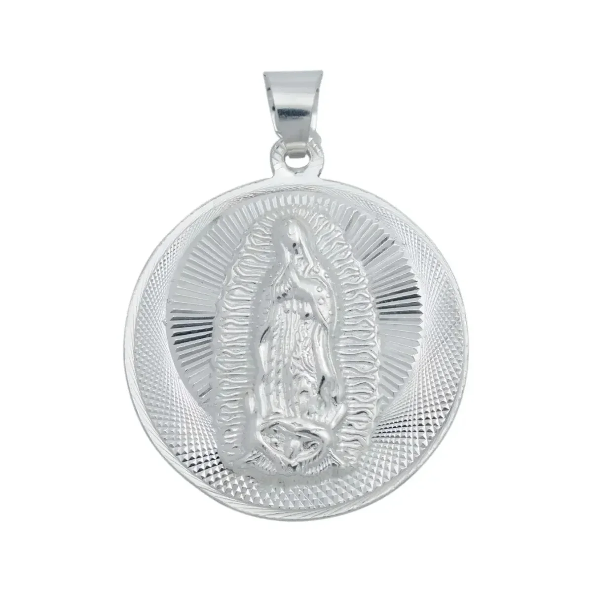 Dije Medalla San Judas Tadeo y Virgen de Guadalupe Plata .925 Doble Vista - Imagen 4