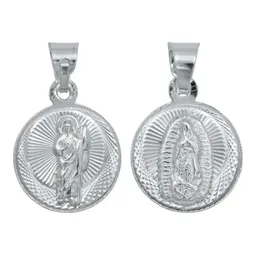 Dije Medalla San Judas y Virgencita Doble Vista Plata Ley .925 Religioso - Imagen 1