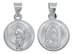 Dije Medalla San Judas y Virgencita Doble Vista Plata Ley .925 Religioso - Imagen 1