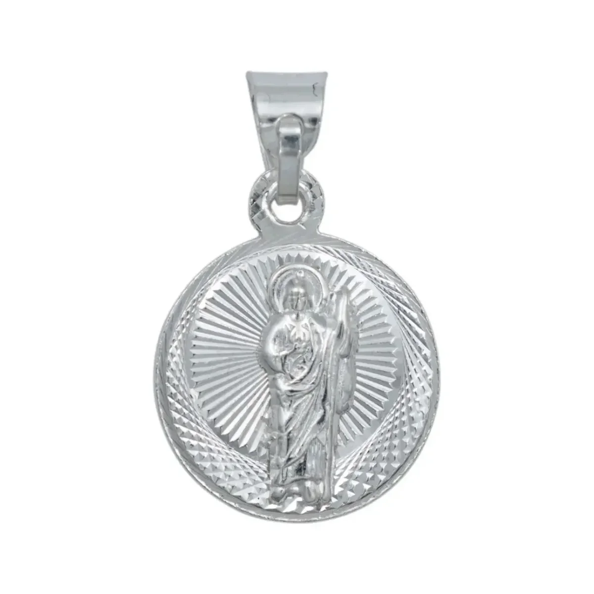 Dije Medalla San Judas y Virgencita Doble Vista Plata Ley .925 Religioso - Imagen 4