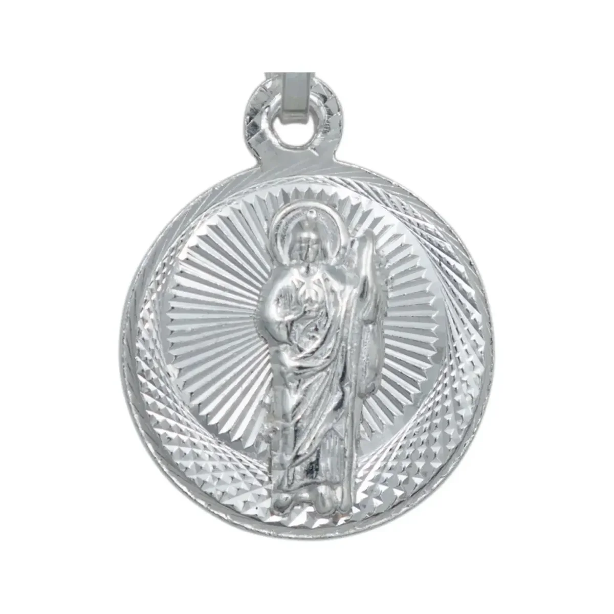 Dije Medalla San Judas y Virgencita Doble Vista Plata Ley .925 Religioso - Imagen 5