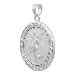 Dije Medalla San Miguel Arcángel Plata 999 con Zirconia - Imagen 2