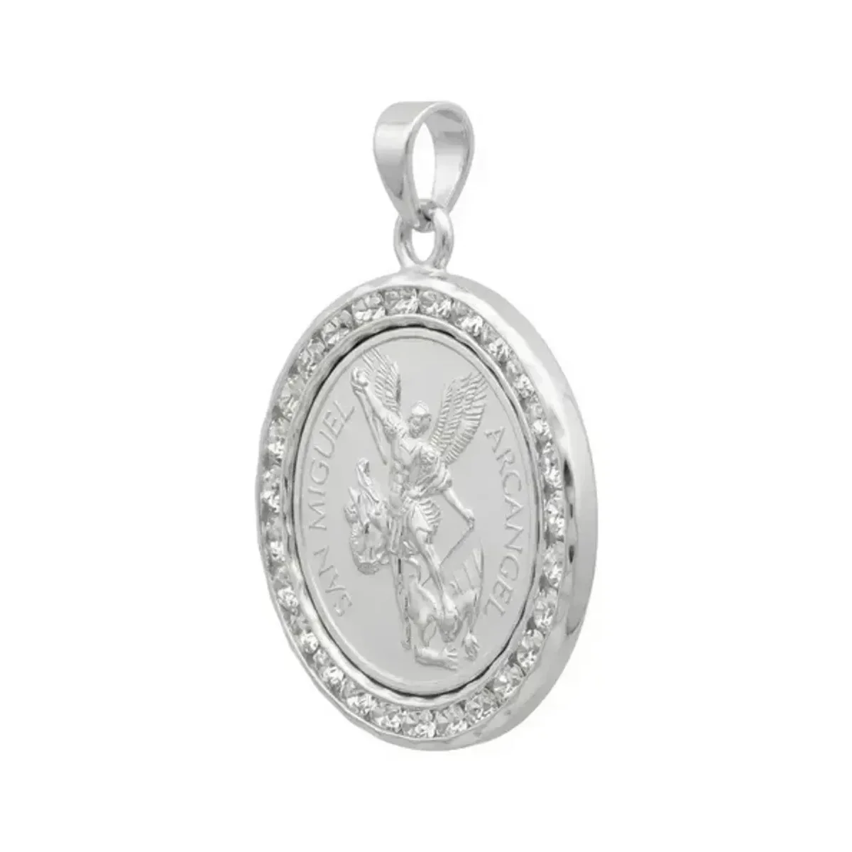 Dije Medalla San Miguel Arcángel Plata 999 con Zirconia - Imagen 2