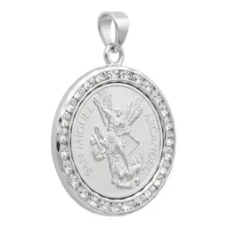 Dije Medalla San Miguel Arcángel Plata 999 con Zirconia - Imagen 3
