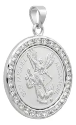 Dije Medalla San Miguel Arcángel Plata 999 con Zirconia - Imagen 3