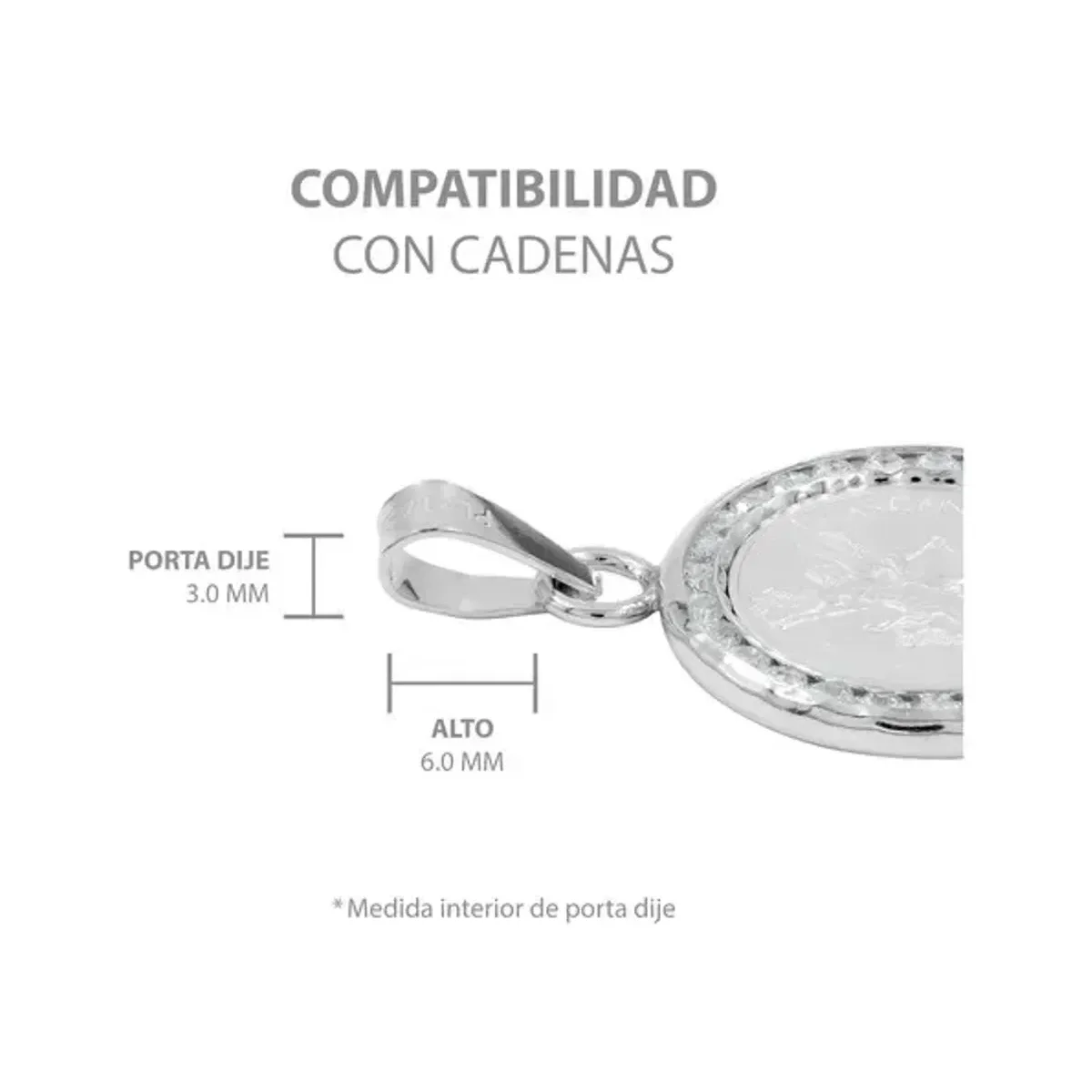 Dije Medalla San Miguel Arcángel Plata 999 con Zirconia - Imagen 7
