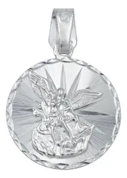 Dije Medalla San Miguel Arcángel Plata .925 Diamantada - Imagen 1