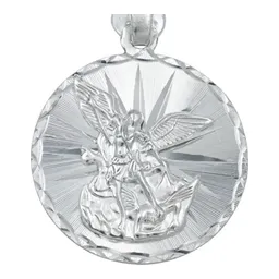 Dije Medalla San Miguel Arcángel Plata .925 Diamantada - Imagen 2