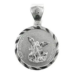Dije Medalla San Miguel Arcangel Plata .925 - Imagen 1