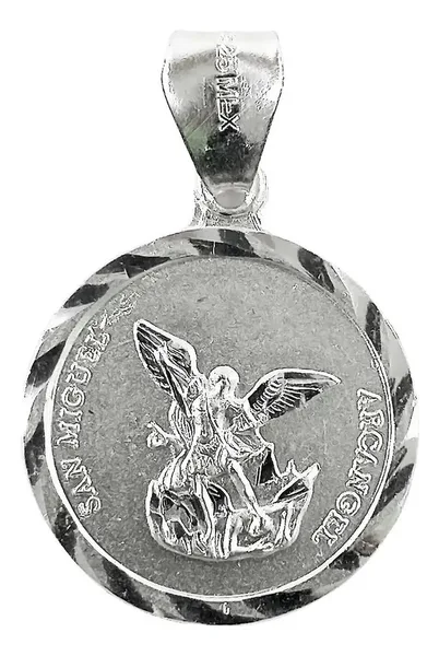Dije Medalla San Miguel Arcangel Plata .925 - Imagen 1