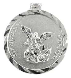 Dije Medalla San Miguel Arcangel Plata .925 - Imagen 3