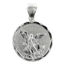 Dije Medalla San Miguel Arcángel Plata Ley .925 Artesanal - Imagen 1