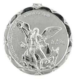 Dije Medalla San Miguel Arcángel Plata Ley .925 Artesanal - Imagen 2