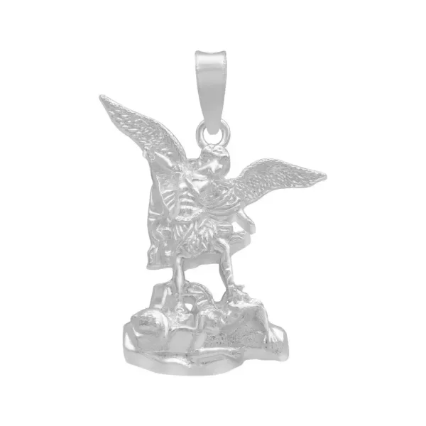 Dije Medalla San Miguel Arcángel Plata Ley .925 Liso - Imagen 1