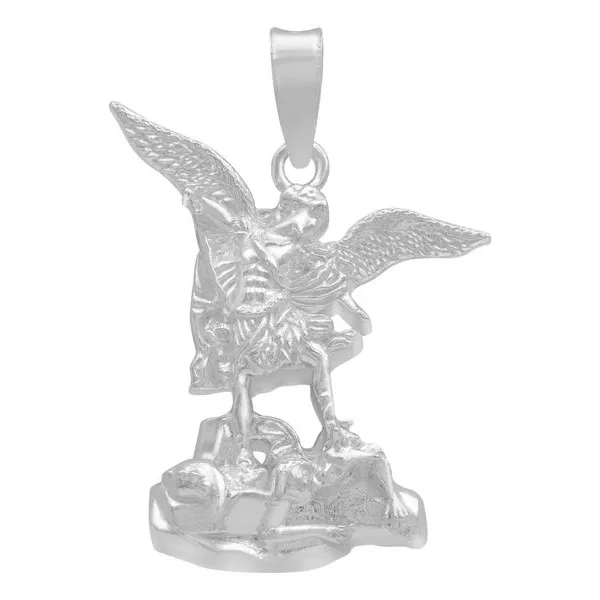 Dije Medalla San Miguel Arcángel Plata Ley .925 Liso - Imagen 1