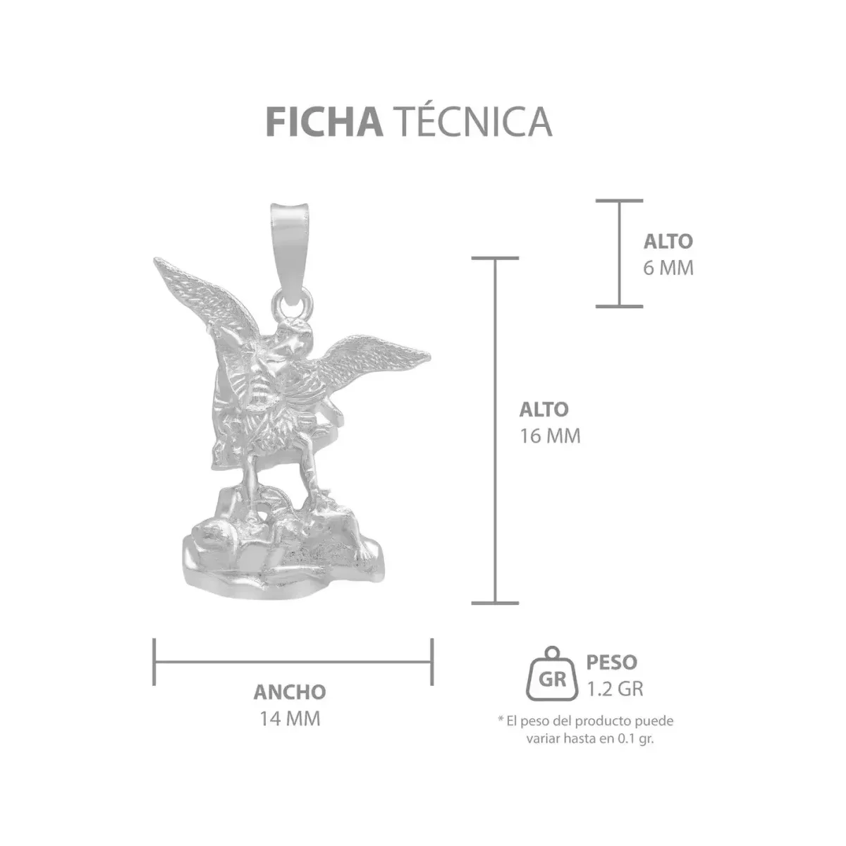 Dije Medalla San Miguel Arcángel Plata Ley 925 Protección - Imagen 7