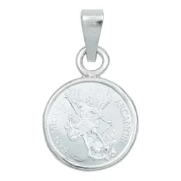 Dije Medalla San Miguel Arcángel Plata Ley .999 Protector - Imagen 1