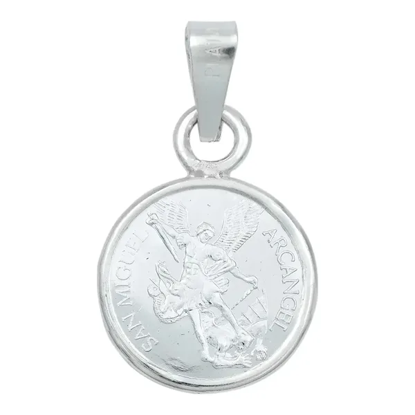 Dije Medalla San Miguel Arcángel Plata Ley .999 Protector - Imagen 1