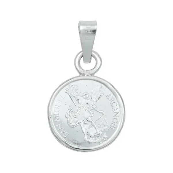 Dije Medalla San Miguel Arcángel Plata Ley .999 Protector - Imagen 1