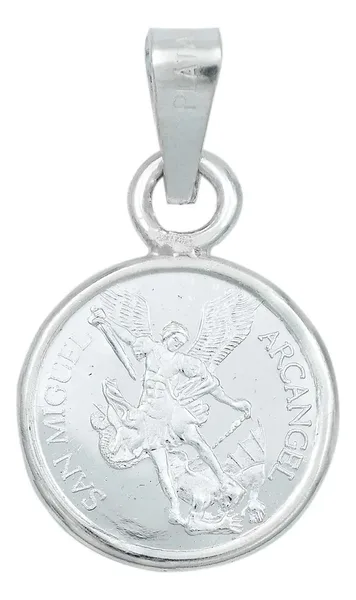 Dije Medalla San Miguel Arcángel Plata Ley .999 Protector - Imagen 1