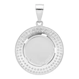 Dije Medalla San Miguel Doble Halo Plata .999 con Zirconia - Imagen 2