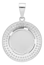 Dije Medalla San Miguel Doble Halo Plata .999 con Zirconia - Imagen 2