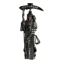 Dije Medalla Santa Muerte con Zirconias Negras Plata .925 - Imagen 2