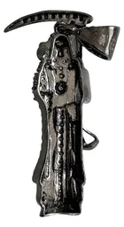 Dije Medalla Santa Muerte con Zirconias Negras Plata .925 - Imagen 3