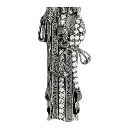 Dije Medalla Santa Muerte de Plata .925 con Zirconias Negras 50x22 mm - Imagen 3
