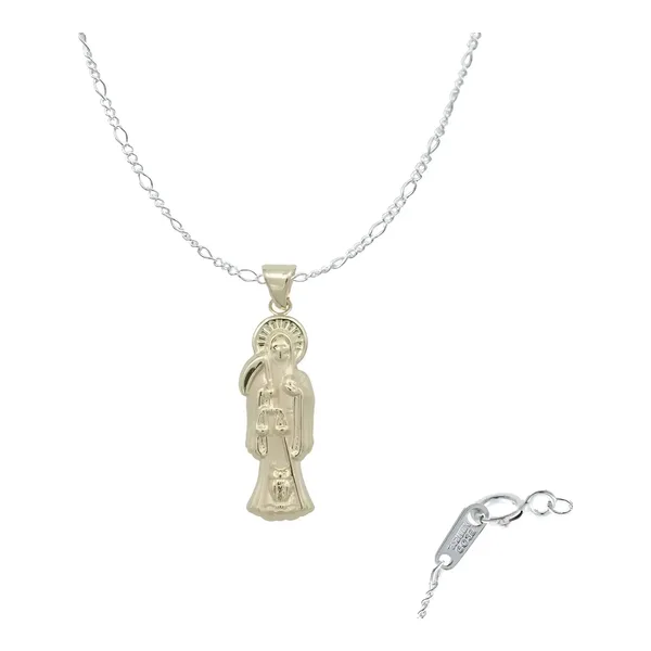Dije Medalla Santa Muerte Oro 10k Liso Unisex - Imagen 1
