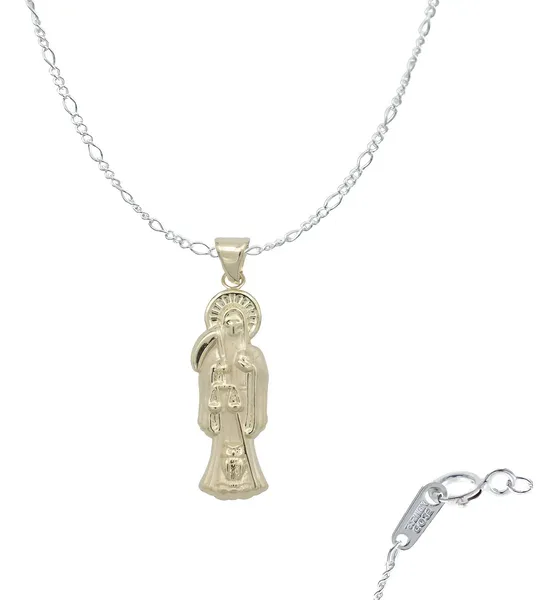 Dije Medalla Santa Muerte Oro 10k Liso Unisex - Imagen 1