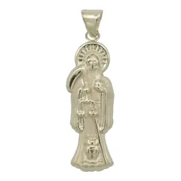 Dije Medalla Santa Muerte Oro 10k Liso Unisex - Imagen 2