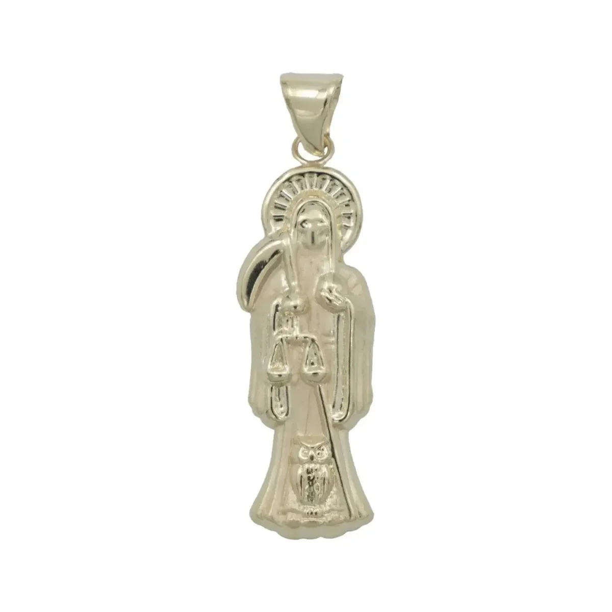 Dije Medalla Santa Muerte Oro 10k Liso Unisex - Imagen 2