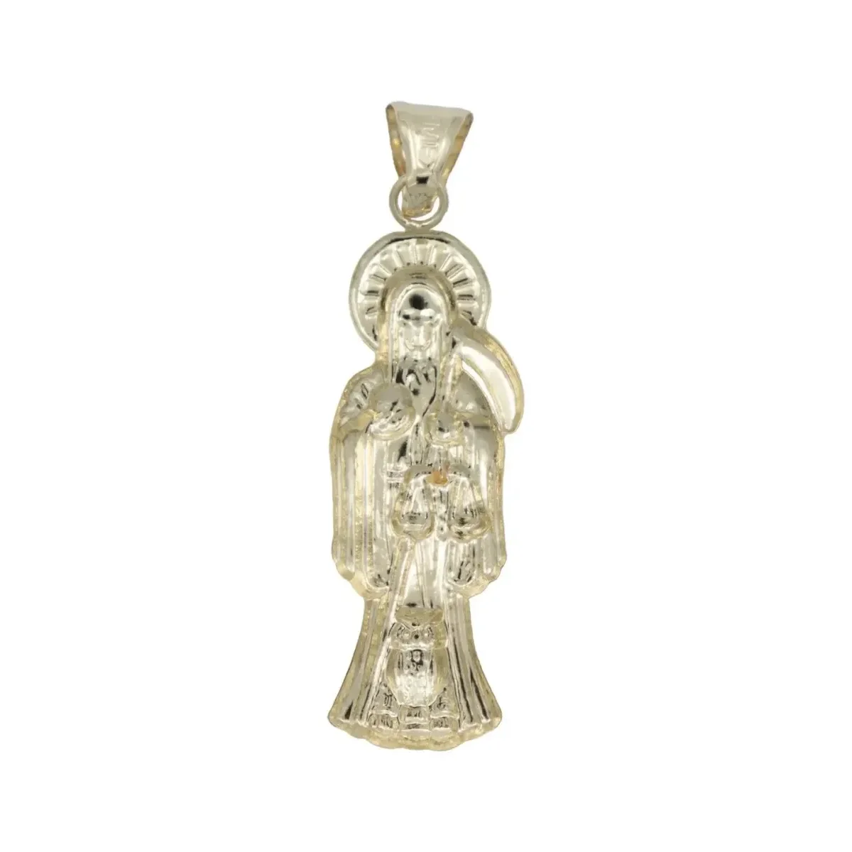 Dije Medalla Santa Muerte Oro 10k Liso Unisex - Imagen 3