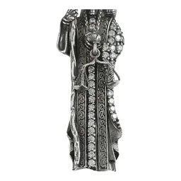 Dije Medalla Santa Muerte Plata .925 con Zirconias Negras - Imagen 3