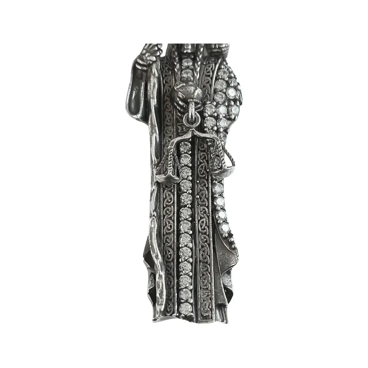 Dije Medalla Santa Muerte Plata .925 con Zirconias Negras - Imagen 3