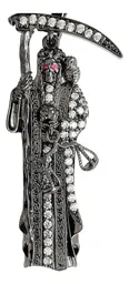 Dije Medalla Santa Muerte Plata 999 con Zirconias Negras Modelo 378 - Imagen 2