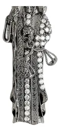 Dije Medalla Santa Muerte Plata 999 con Zirconias Negras Modelo 378 - Imagen 3