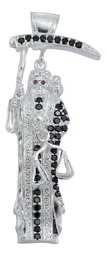 Dije Medalla Santa Muerte Plata 999 Zirconia Multicolor Unisex - Imagen 1