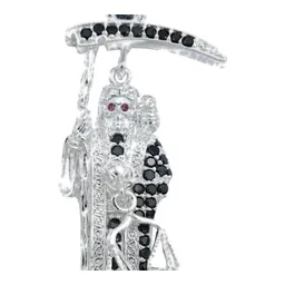 Dije Medalla Santa Muerte Plata 925 Zirconia Multicolor Unisex - Imagen 2