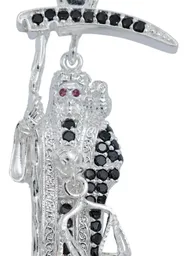 Dije Medalla Santa Muerte Plata 999 Zirconia Multicolor Unisex - Imagen 2