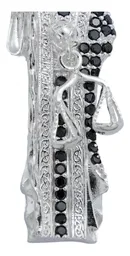 Dije Medalla Santa Muerte Plata 999 Zirconia Multicolor Unisex - Imagen 3