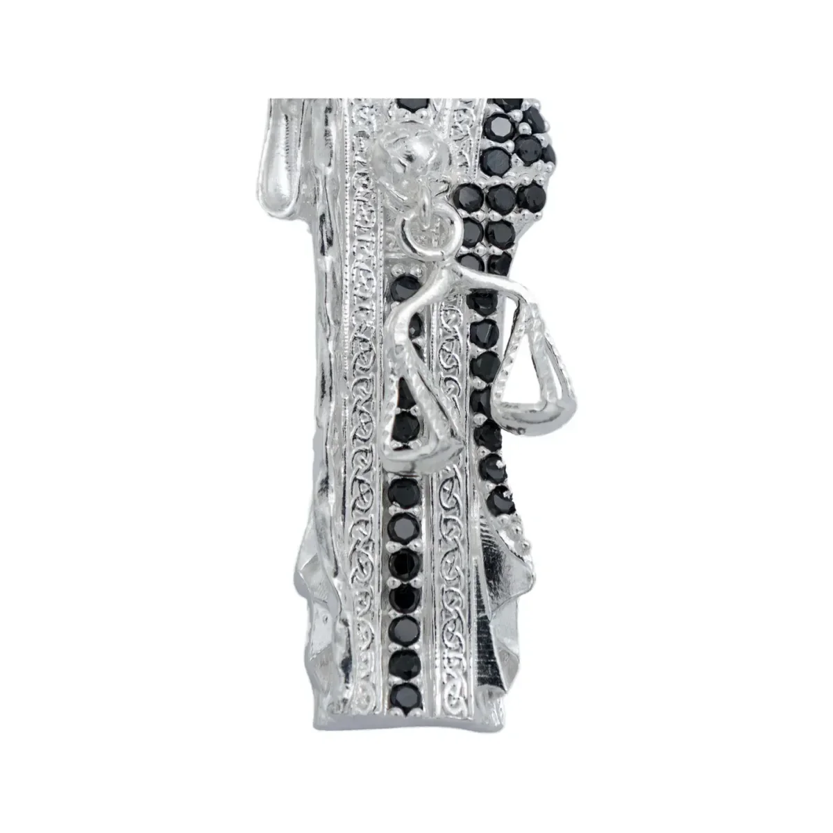 Dije Medalla Santa Muerte Plata 999 Zirconia Multicolor Unisex - Imagen 3