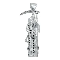 Dije Medalla Santa Muerte Plata 925 Zirconia Multicolor Unisex - Imagen 4