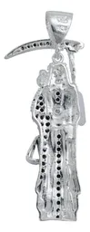 Dije Medalla Santa Muerte Plata 999 Zirconia Multicolor Unisex - Imagen 4