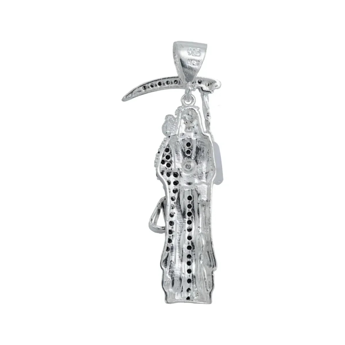 Dije Medalla Santa Muerte Plata 999 Zirconia Multicolor Unisex - Imagen 4